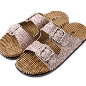 Roxy Pink Sandals with Silver Buckles